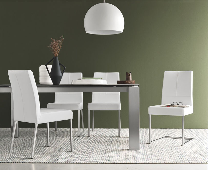 Metall gebürstetes by 160 extraklarglas Connubia Gate siebgedruckt cm ausgezogen) Calligaris Tisch cm (220 CS/4088-MV